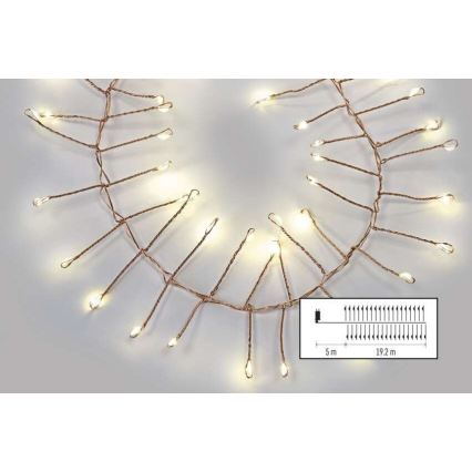 LED-ulkoketju 1920xLED/8 toimintoa 19,2 m IP44 lämmin valkoinen