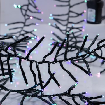 LED-ulkoketju CLUSTER 768 LEDiä / 8 toimintoa 9 m IP44 lämmin valkoinen