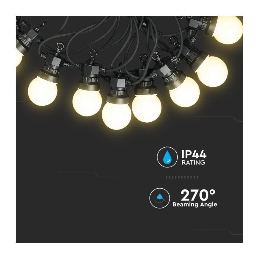 LED-ulkoketju STRING 10m 20xLED/0,5W/230V IP44 6000K
