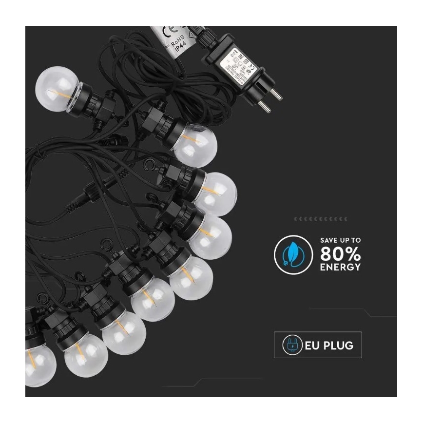 LED Ulkoketju STRING 5m 10xLED/0,4W/24/230V 3000K IP44
