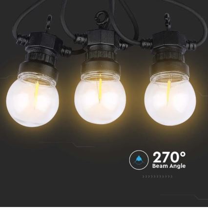 LED Ulkoketju STRING 5m 10xLED/0,4W/24/230V 3000K IP44