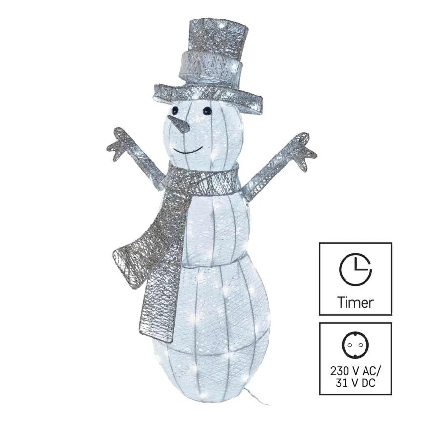 LED Ulkokäyttöön tarkoitettu joulukoriste 80xLED/3,6W/230V IP44 82 cm lumiukko