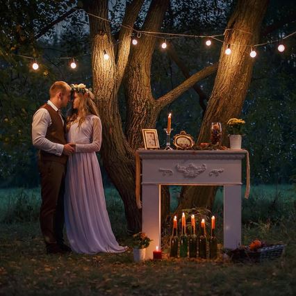 LED Ulkokäyttöön tarkoitettu koristevalosarja 10xE27/1W/230V 10 m IP65 musta