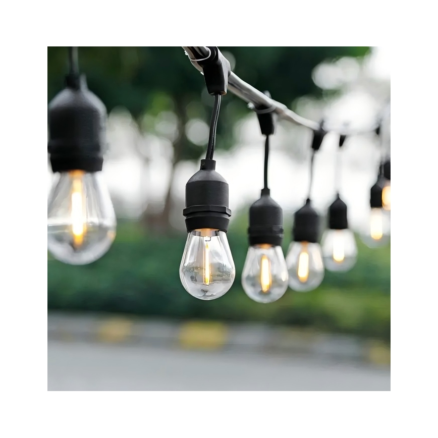 LED Ulkokäyttöön tarkoitettu koristevalosarja 10xE27/1W/230V 10 m IP65 musta