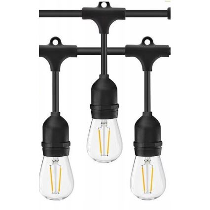 LED Ulkokäyttöön tarkoitettu koristevalosarja 20xE27/1W/230V 10 m IP65 musta