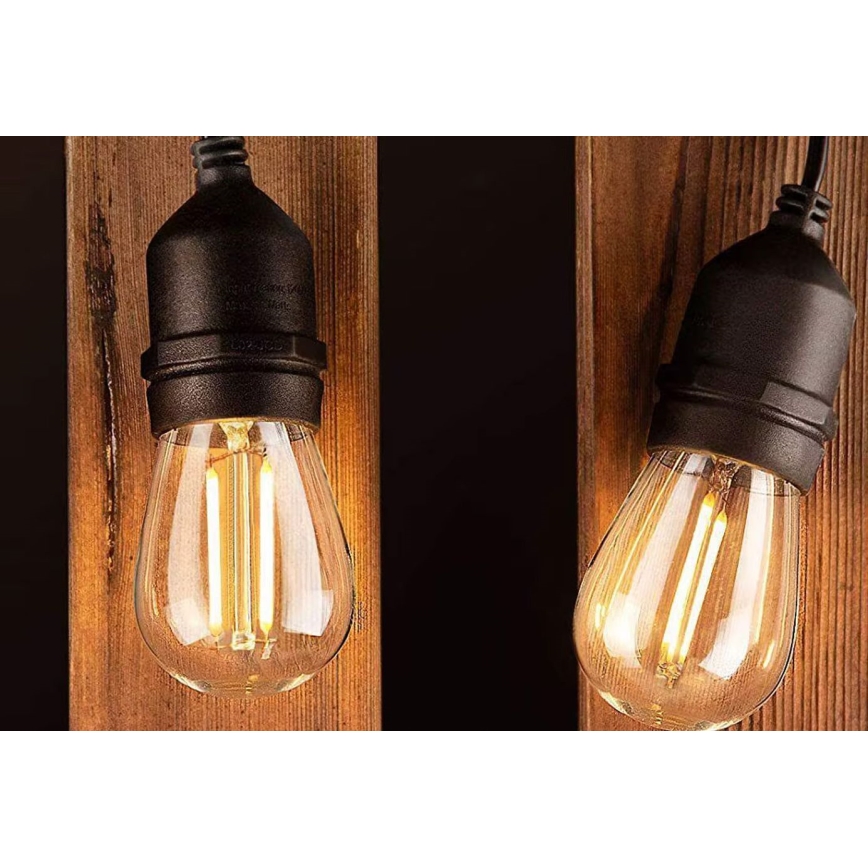 LED Ulkokäyttöön tarkoitettu koristevalosarja 20xE27/1W/230V 20 m IP65 musta