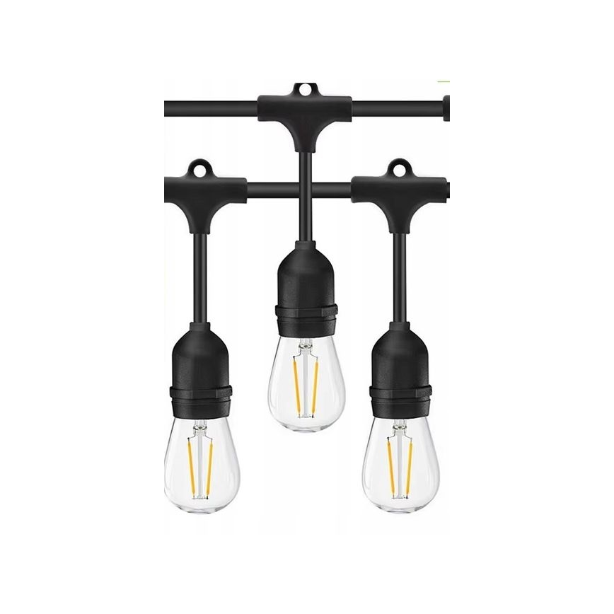 LED Ulkokäyttöön tarkoitettu koristevalosarja 20xE27/1W/230V 20 m IP65 musta