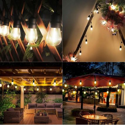 LED ulkokoristevalosarja 10xE27/1W/230V 6,44 m IP44 musta