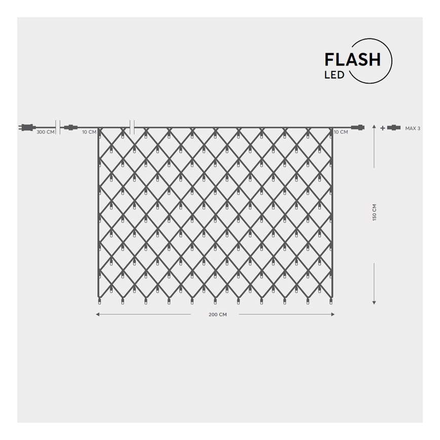LED Ulkokäyttöön jouluköynnös VERKKO 240xLED/7,2W/230V 1,5x2 m IP44 lämmin valkoinen
