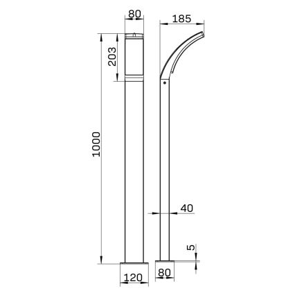 LED-ulkolamppu AMY LED/12W/230V 100 cm IP44 musta