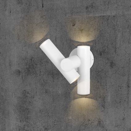 LED Ulkokäyttöön seinään kiinnitettävä joustava kohdevalaisin 2xLED/3W/230V 3000K IP44 valkoinen