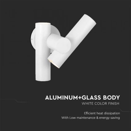 LED Ulkokäyttöön seinään kiinnitettävä joustava kohdevalaisin 2xLED/3W/230V 4000K IP44 valkoinen