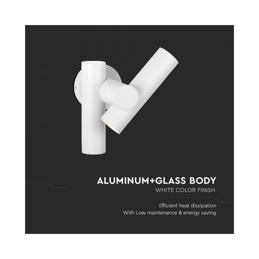 LED Ulkokäyttöön seinään kiinnitettävä joustava kohdevalaisin 2xLED/3W/230V 4000K IP44 valkoinen