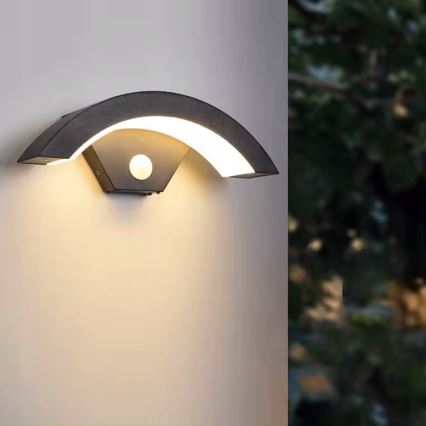 LED-ulkoseinävalaisin liiketunnistimella LED/10W/230V IP54 musta