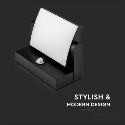 LED Ulkokäyttöön seinävalaisin sensorilla LED/17W/230V 3000K IP65 musta