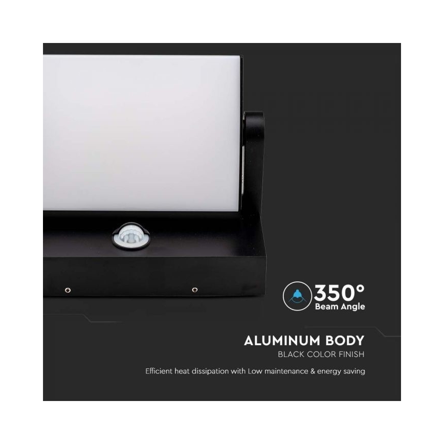 LED Ulkokäyttöön seinävalaisin sensorilla LED/17W/230V 3000K IP65 musta