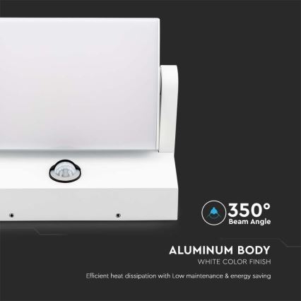 LED ulkoseinävalaisin anturilla LED/17W/230V 3000K IP65 valkoinen