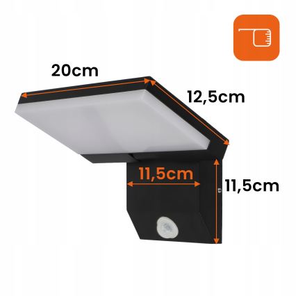 LED-ulkoseinävalaisin liiketunnistimella LED/18W/230V IP44 musta