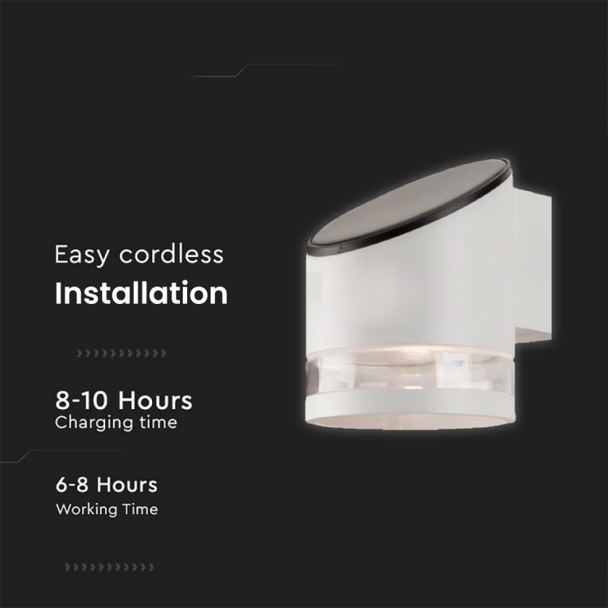 LED Ulkokäyttöön tarkoitettu aurinkokäyttöinen seinävalaisin LED/1W/3,7V 3000K IP54 1200 mAh valkoinen