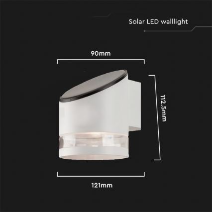 LED Ulkokäyttöön tarkoitettu aurinkokäyttöinen seinävalaisin LED/1W/3,7V 3000K IP54 1200 mAh valkoinen