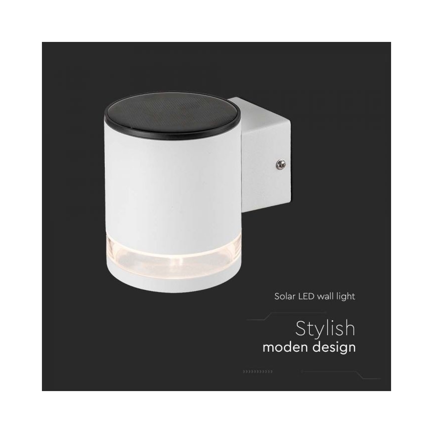 LED Ulkokäyttöön tarkoitettu aurinkokäyttöinen seinävalaisin LED/1W/3,7V 3000K IP54 1200 mAh valkoinen