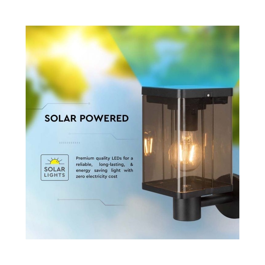 LED Ulkokäyttöön tarkoitettu aurinkokennoseinävalaisin anturilla LED/2,5W/3,7V 3000K IP54 2000 mAh