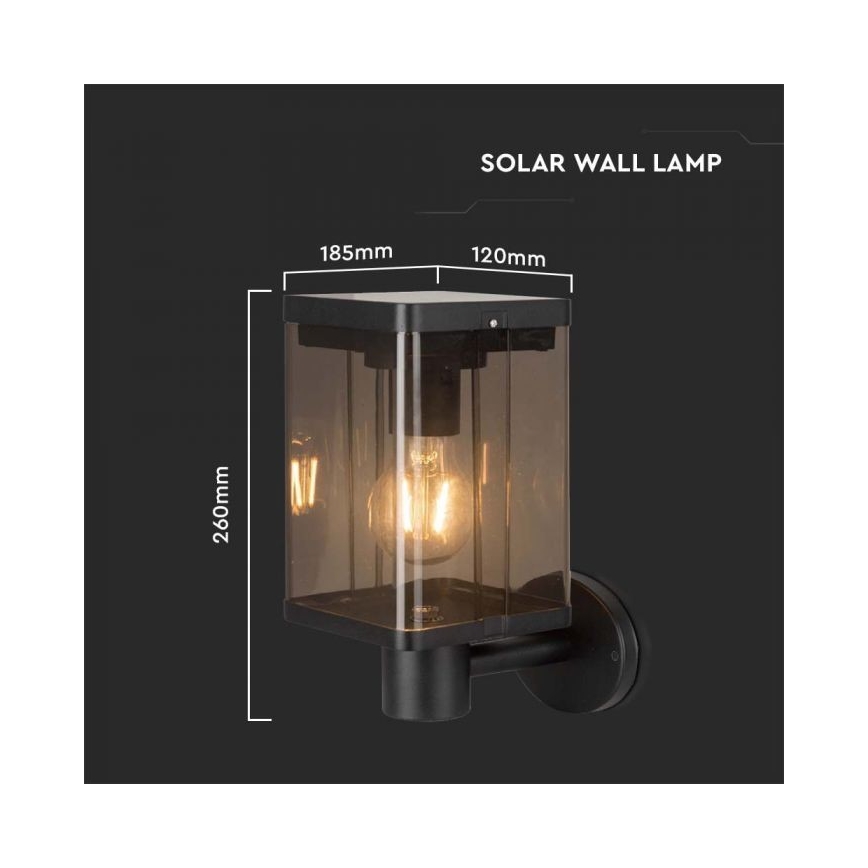 LED Ulkokäyttöön tarkoitettu aurinkokennoseinävalaisin anturilla LED/2,5W/3,7V 3000K IP54 2000 mAh