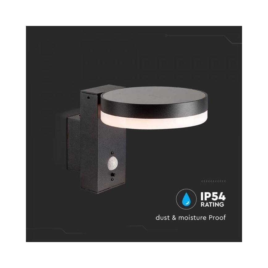 LED Ulkokäyttöön tarkoitettu aurinkokennoseinävalaisin anturilla LED/5,5W/3,7V 3000K IP54 2000 mAh