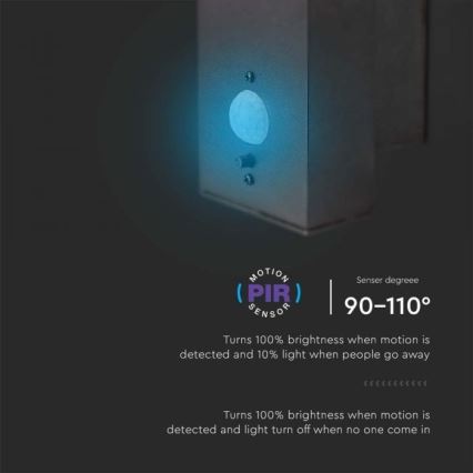 LED Ulkokäyttöön tarkoitettu aurinkokennoseinävalaisin anturilla LED/5,5W/3,7V 3000K IP54 2000 mAh