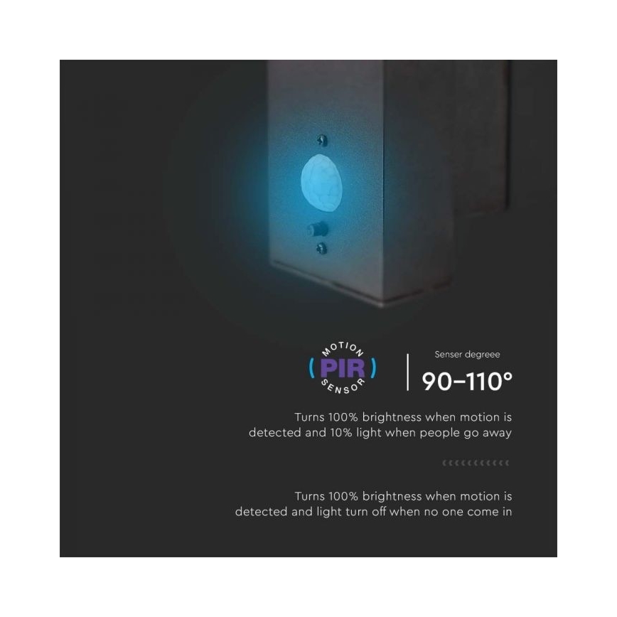 LED Ulkokäyttöön tarkoitettu aurinkokennoseinävalaisin anturilla LED/5,5W/3,7V 3000K IP54 2000 mAh