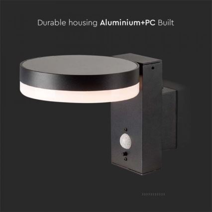 LED Ulkokäyttöön tarkoitettu aurinkokennoseinävalaisin anturilla LED/5,5W/3,7V 3000K IP54 2000 mAh