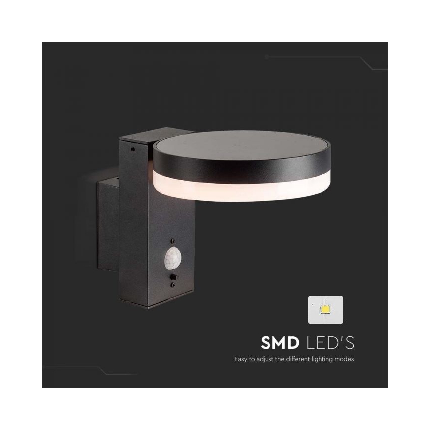 LED Ulkokäyttöön tarkoitettu aurinkokennoseinävalaisin anturilla LED/5,5W/3,7V 3000K IP54 2000 mAh