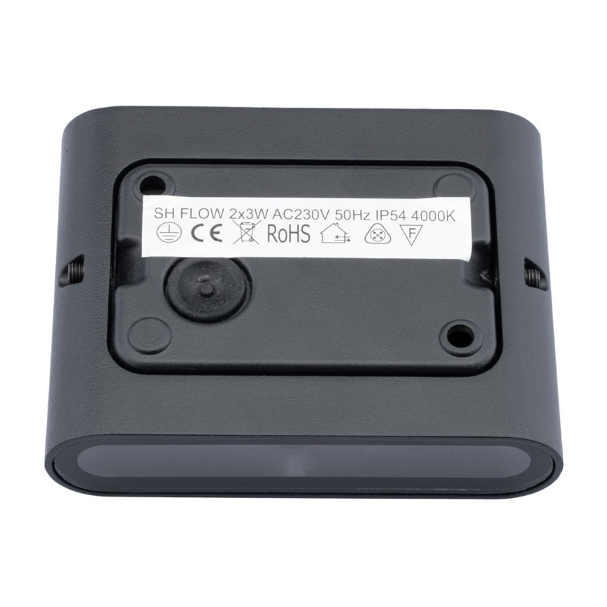 LED-ulkoseinävalaisin FLOW 2xLED/3W/230V IP54 musta