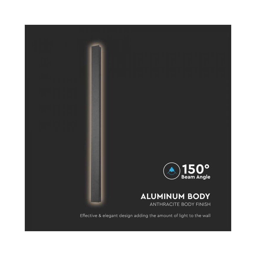 LED-ulkoseinävalaisin LED/10W/230V 4000K IP65 51 cm antrasiitti