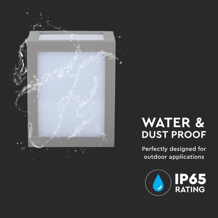 LED-ulkoseinävalaisin LED/12W/230V 3000K IP65 harmaa