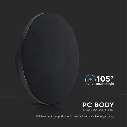 LED-ulkoseinävalaisin LED/12W/230V 4000K IP65 musta