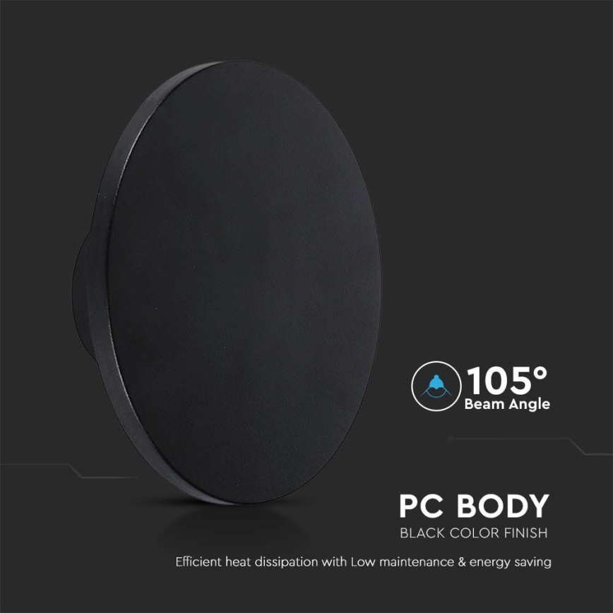 LED-ulkoseinävalaisin LED/12W/230V 4000K IP65 musta