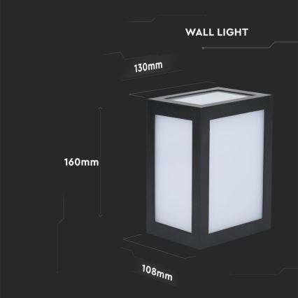 LED-ulkoseinävalaisin LED/12W/230V 4000K IP65 musta