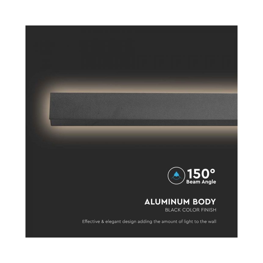 LED-ulkoseinävalaisin LED/16W/230V 3000K IP65 musta