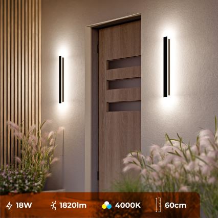 LED-ulkoseinävalaisin LED/18W/230V 60 cm IP65 musta
