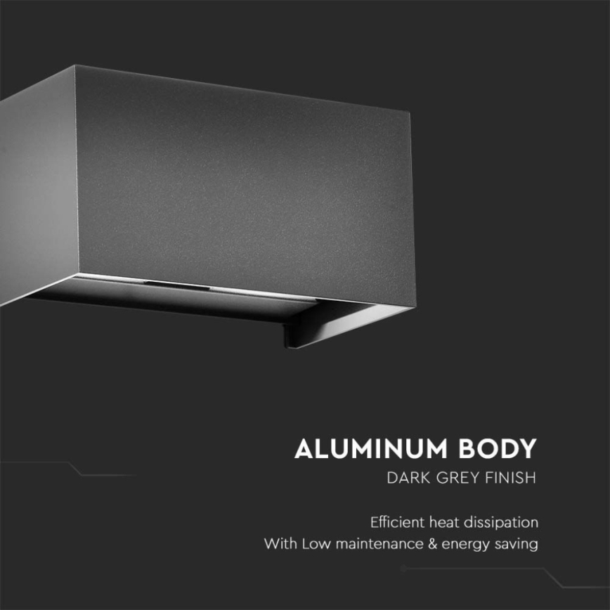 LED ulkoseinävalaisin LED/24W/230V 4000K IP65 antrasiitti