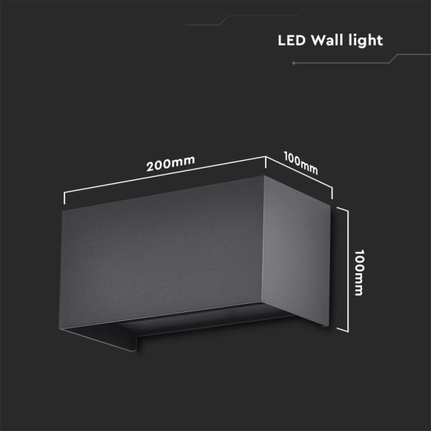LED-ulkoseinävalaisin LED/24W/230V 4000K IP65 musta
