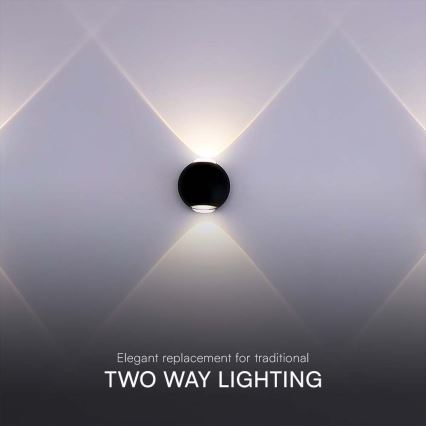 LED-ulkoseinävalaisin LED/2W/230V 3000K IP54 musta