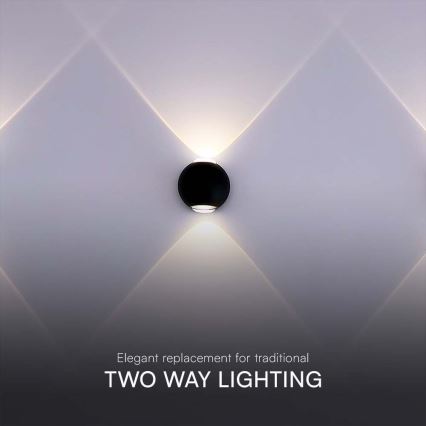 LED-ulkoseinävalaisin LED/2W/230V 4000K IP54 musta