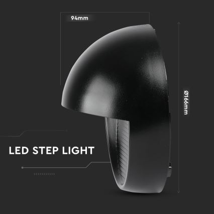 LED-ulkoseinävalaisin LED/3W/230V 4000K IP65 musta