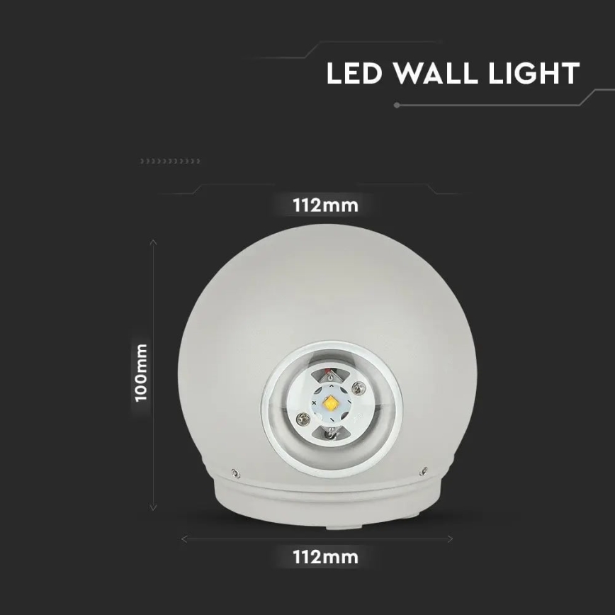 LED-ulkoseinävalaisin LED/6W/230V 3000K IP65 harmaa