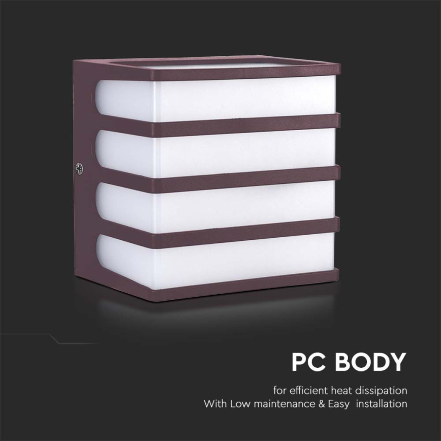 LED-ulkoseinävalaisin LED/8W/230V IP65 4000K ruskea