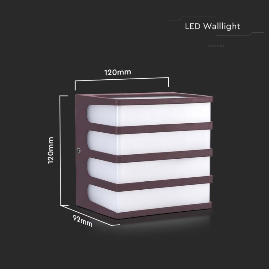 LED-ulkoseinävalaisin LED/8W/230V IP65 4000K ruskea