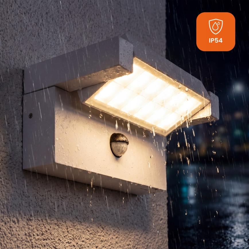LED ulkoseinävalaisin liiketunnistimella ja hämäräkytkimellä LED/25W/230V 3000/4000/6500K IP54 valkoinen