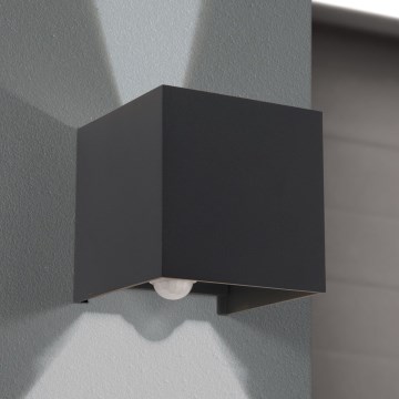 LED Ulkoseinävalaisin liiketunnistimella ja hämäräkytkimellä CUBE-S LED/13W/230V IP54 antrasiitti